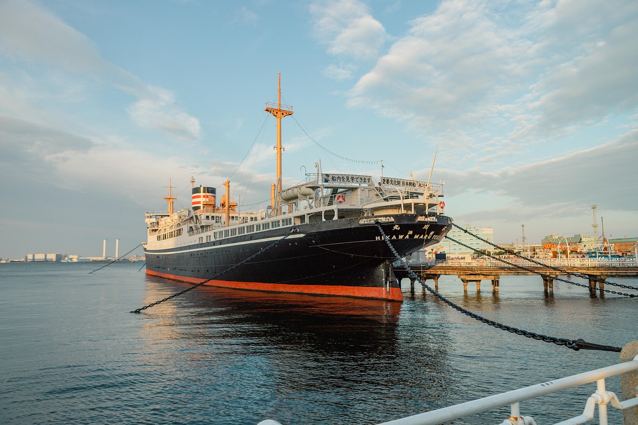 ship, vessel, ride, japan, yokohama, nature, sky
